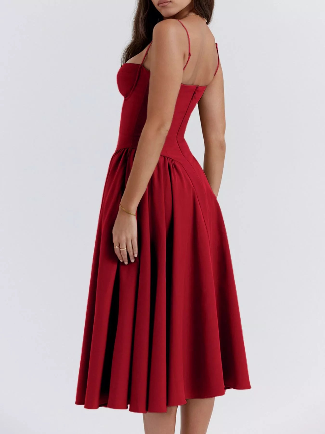 Sarah Express Women's Sweetheart Neck Midi Cami Dress - Elegant Party & Wedding Guest Dress