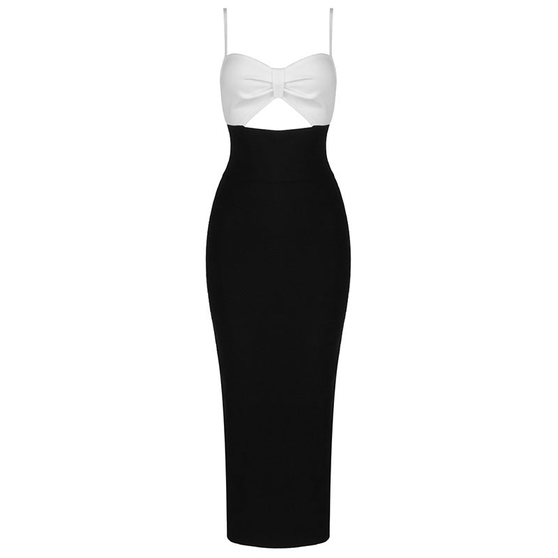 Sexy Halter V-Neck Bandage Dress - Hollow Waist Party Club Long Dress