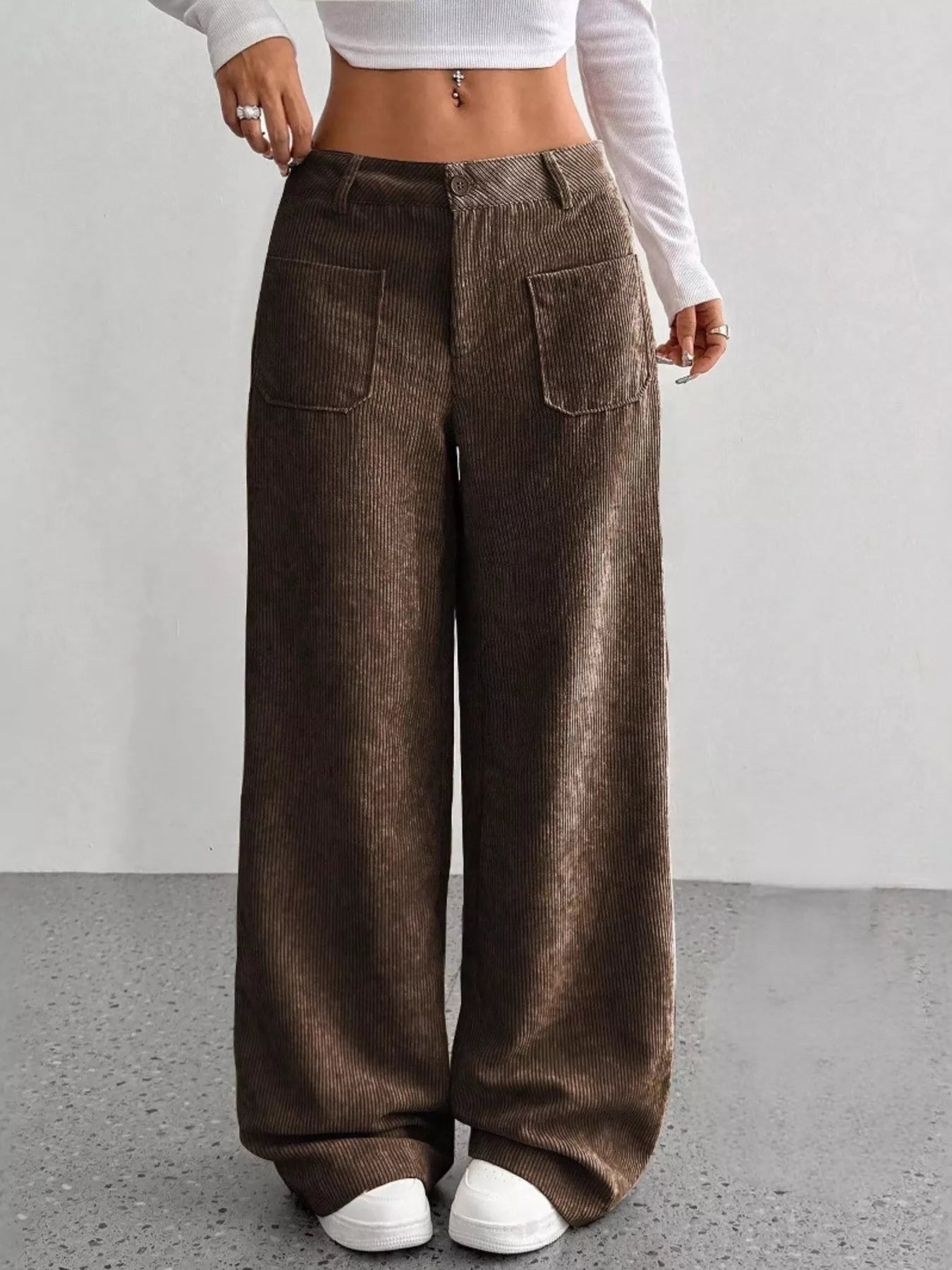 Sarah Express Women's Corduroy Wide Leg Pants