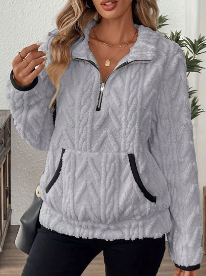 Sarah Express Women's Half Zip Kangaroo Pocket Sweatshirt Plus Size