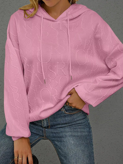 Sarah Express Women's Embossed Lettering Casual Hoodie Plus Size