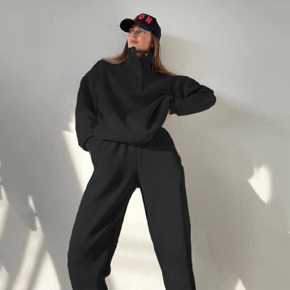 Sarah Express Women's Oversized Hoodie and Jogger Set - 2 Piece Tracksuit Lounge Wear Black