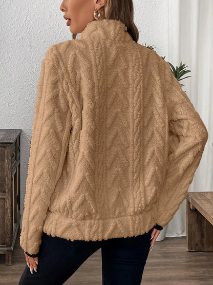 Sarah Express Women's Cozy Sherpa Half Zip Sweatshirt with Pockets