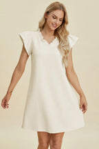 Sarah Express Women’s Plus Size Ruffled V-Neck Cap Sleeve Dress
