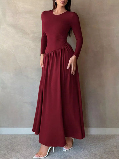 Sarah Express Women's Long Sleeve Ruched A-Line Maxi Dress