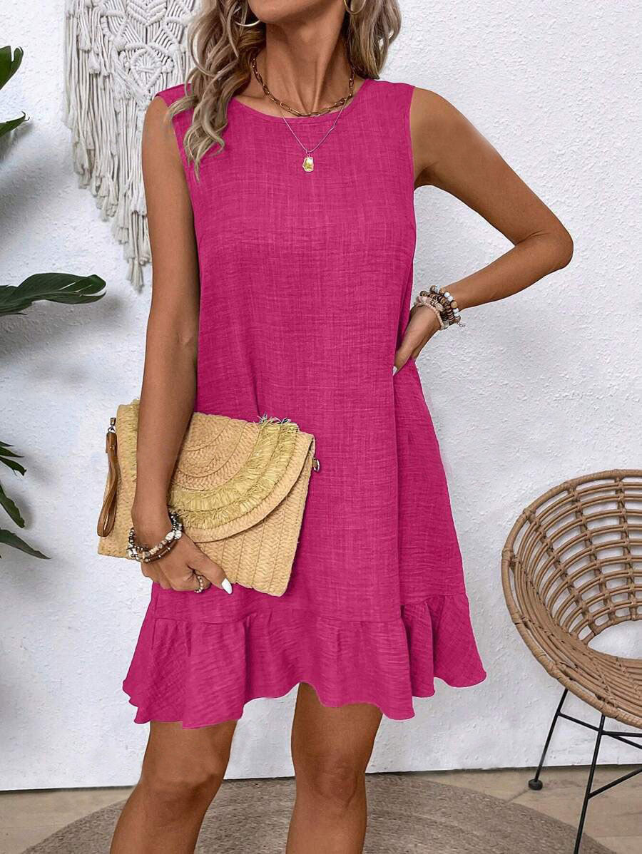 Sarah Express Ruffle Sleeveless Beach Dress Casual Summer Midi Dress