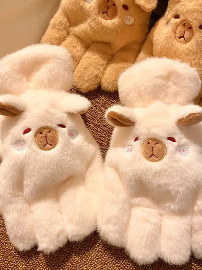 Sarah Express Cartoon Animal Plush Gloves - Cute Winter Warm Fuzzy Mittens