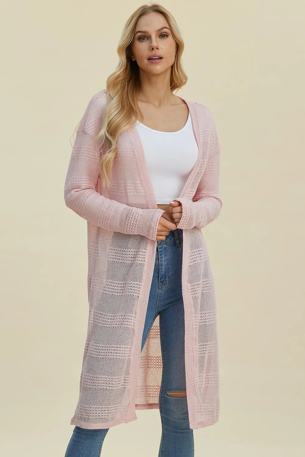 Sarah Express Women’s Plus Size Open Front Longline Cardigan Sweater
