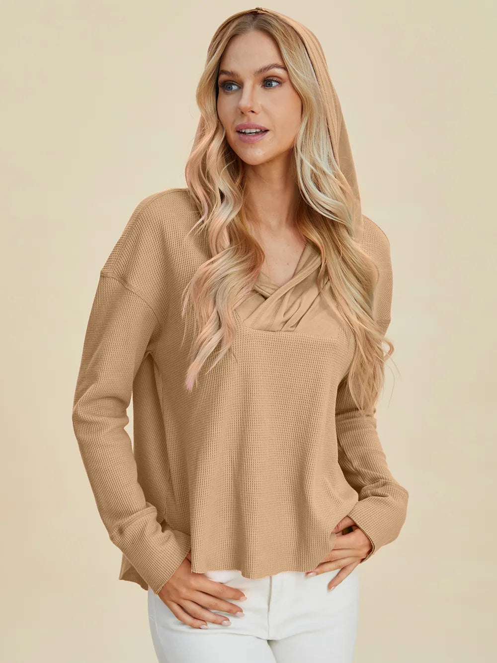 Sarah Express Women’s Plus Size High-Low Drop Shoulder Hoodie
