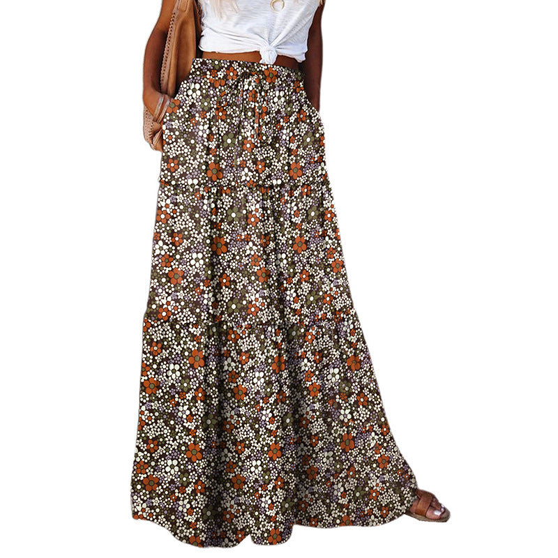 Sarah Express Women's High Waist Printed Maxi Dress Loose Fit Casual
