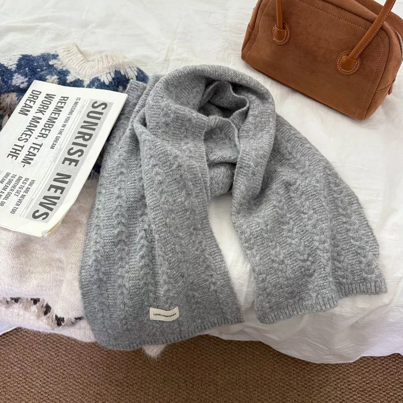 Sarah Express Textured Knit Winter Scarf - Warm Cozy Long Scarf for Women Light Gray ONESIZE