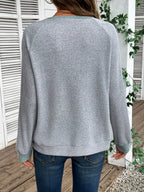 Sarah Express Women's Ribbed Knit Two-Tone Button Front Top