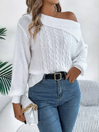 Sarah Express Women's Off-Shoulder Cable Knit Sweater