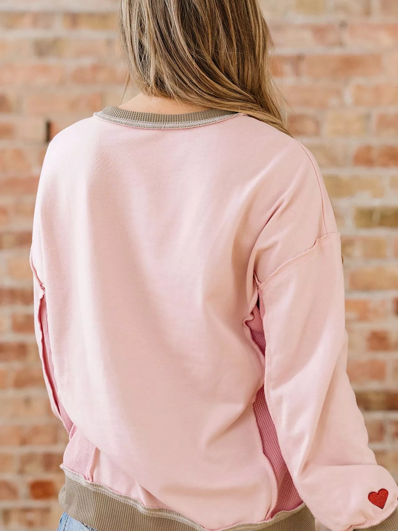 Sarah Express Women's Color Block Patchwork Embroidered Letter Sweatshirt