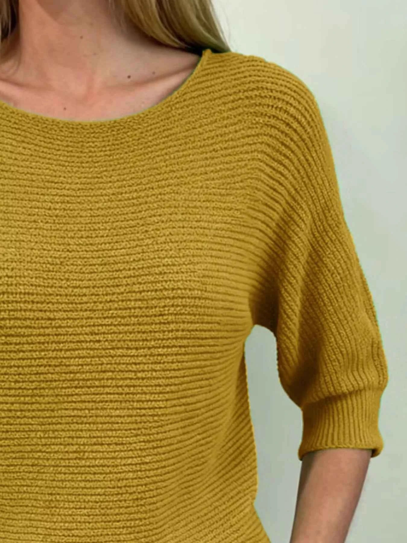 Sarah Express Women's Ribbed Knit Round Neck Sweater - Plus Size Available