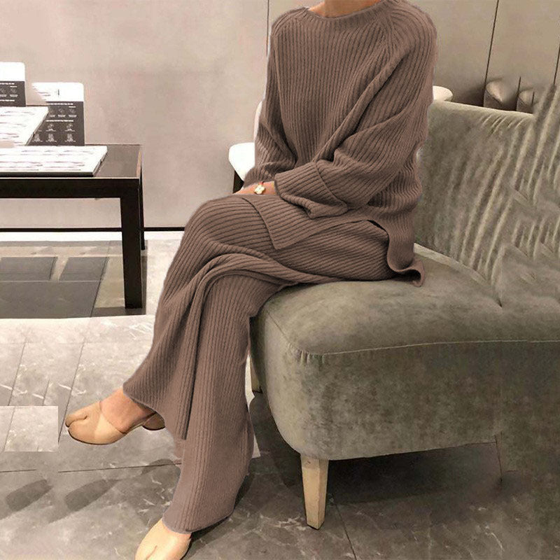 Sarah Express Women's Knit Sweater Two Piece Matching Set Long Sleeve Top Pants