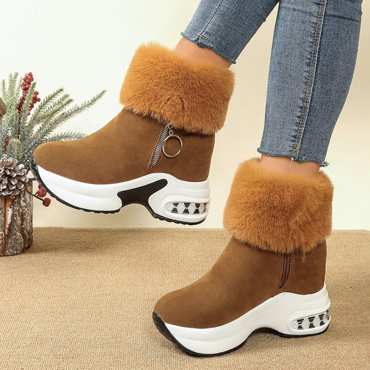 Sarah Express Women's Platform Fleece-Lined Ankle Boots | Height-Enhancing Winter Snow Boots
