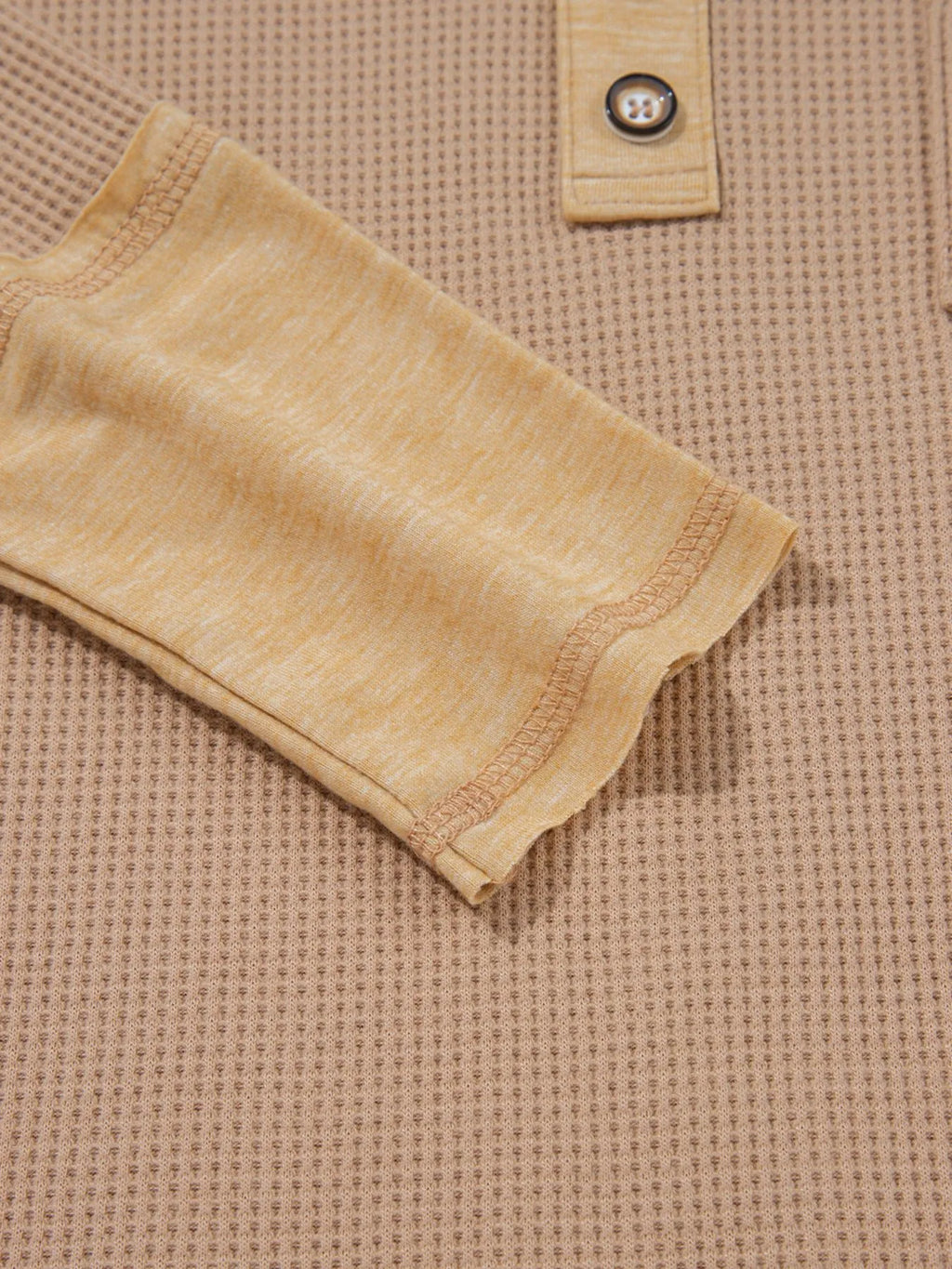 Sarah Express Women's Waffle Textured Tunic Henley Top with Slits