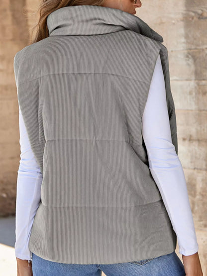 Trendsi Women's Corduroy Zip Up Vest Coat