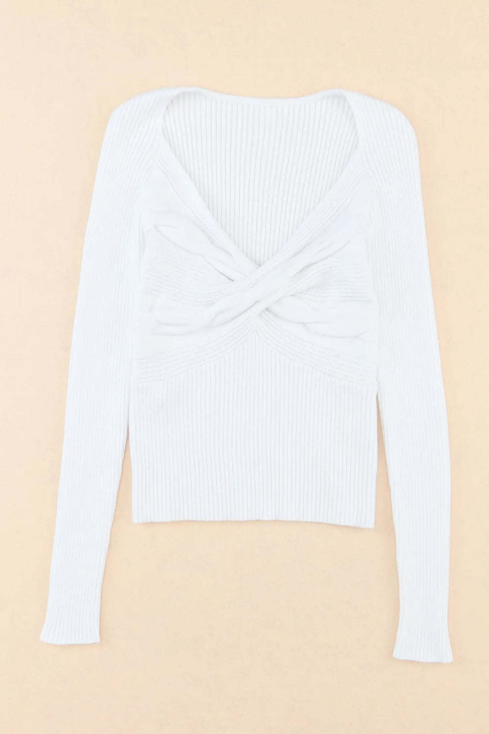 Sarah Express Women's Crisscross V Neck Long Sleeve Knit Top