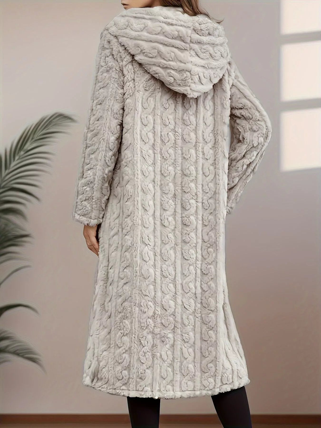 Sarah Express Women's Hooded Button Up Longline Coat