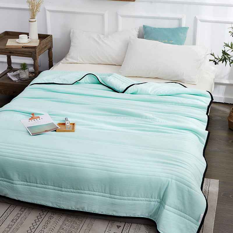 Sarah Express Cooling Summer Quilt Blanket - Lightweight Air Conditioning Comforter Jade green