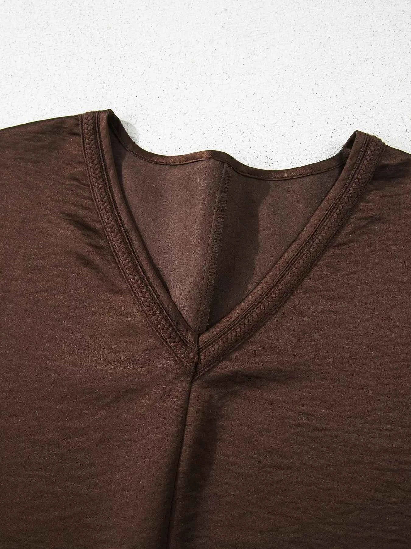 Sarah Express Women's Braided V-Neck Long Sleeve Top and Drawstring High Waist Pants Set