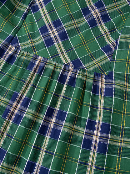 Sarah Express Women's Plaid Frilly Collar Long Sleeve Shift Mini Dress