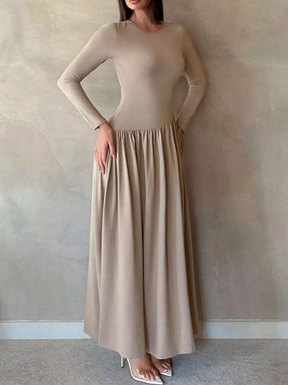 Sarah Express Women's Long Sleeve Ruched A-Line Maxi Dress