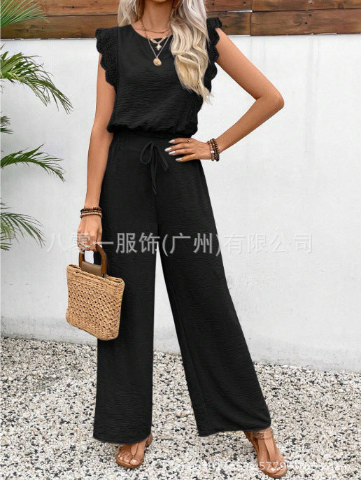 Sarah Express Sleeveless Vest Trousers Two Piece Set Lace Detail