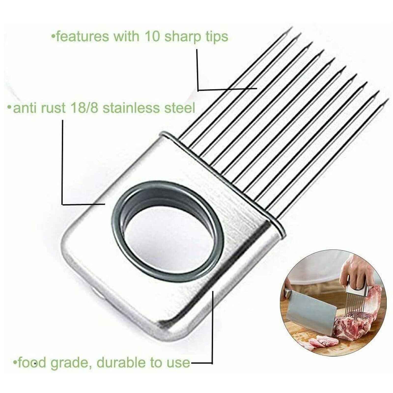 Sarah Express Stainless Steel Onion Holder Slicer - Vegetable Tomato Cutter Kitchen Gadget Tool