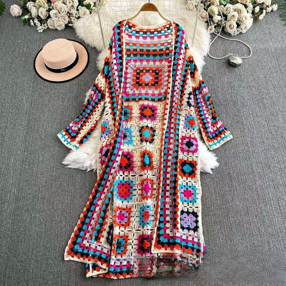 Sarah Express Crochet Woven Cotton Cardigan Sweater Women's Lightweight Top