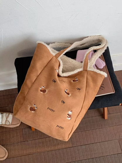 Sarah Express Women's Embroidered Plush Tote Bag