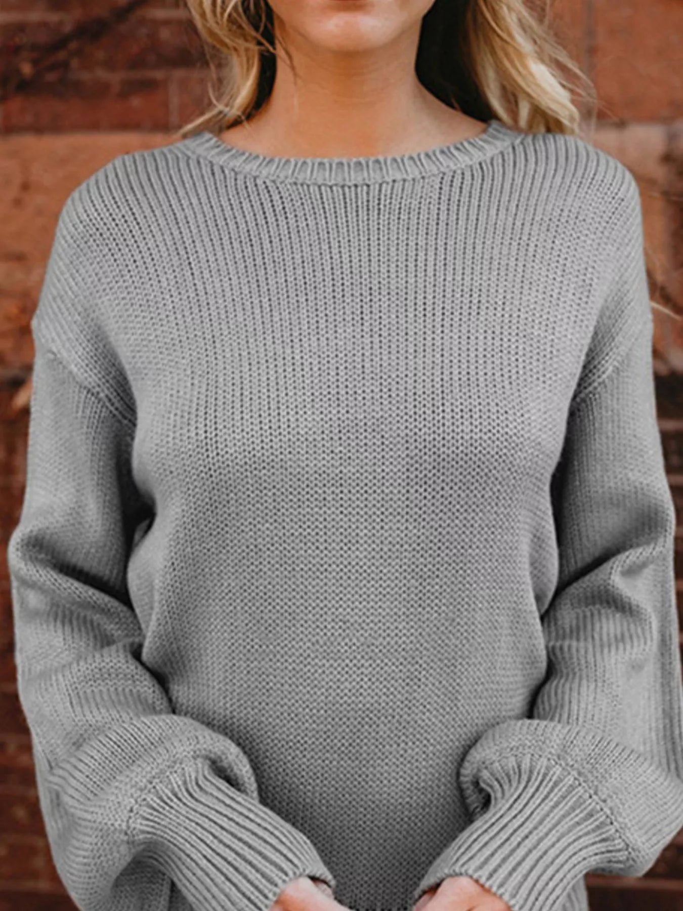 Sarah Express Women's Tied Back Long Sleeve Sweater - Ribbed Knit Pullover