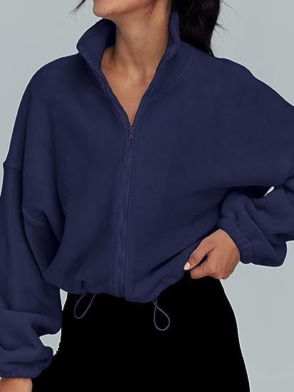 Sarah Express Women's Polar Fleece Stand Collar Zipper Jacket Sports Velvet Cardigan Fall Winter Casual