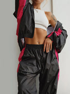 Sarah Express Women's Zip Up Long Sleeve Top and Pants Set