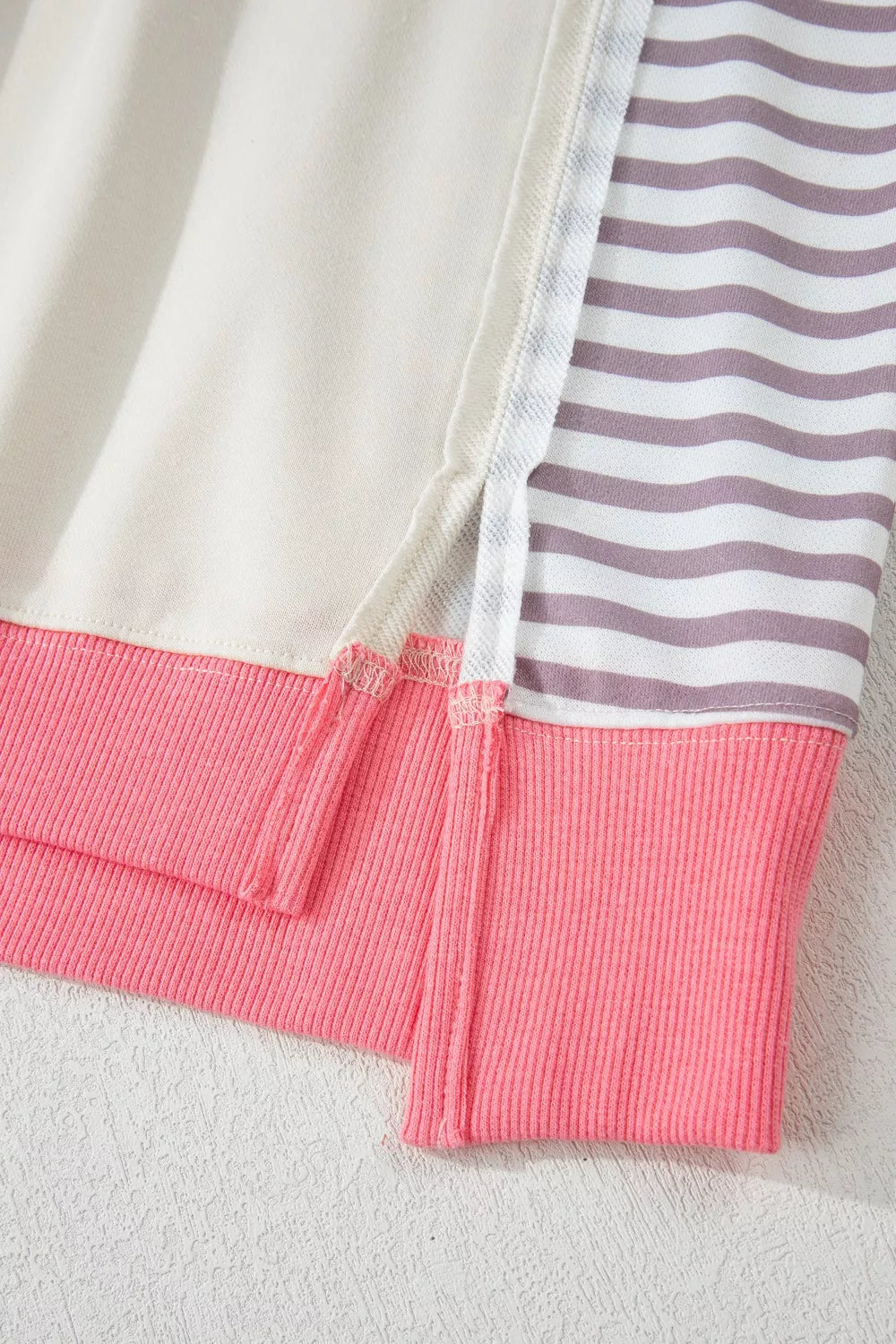 Sarah Express Women's Color Block Striped Patchwork Dolman Slit Sweatshirt