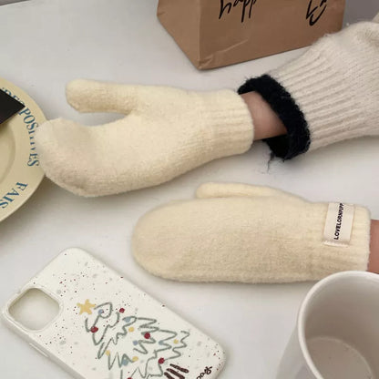 Sarah Express Women's Warm Plush Knitted Mitten Gloves - Faux Cashmere Winter Mittens