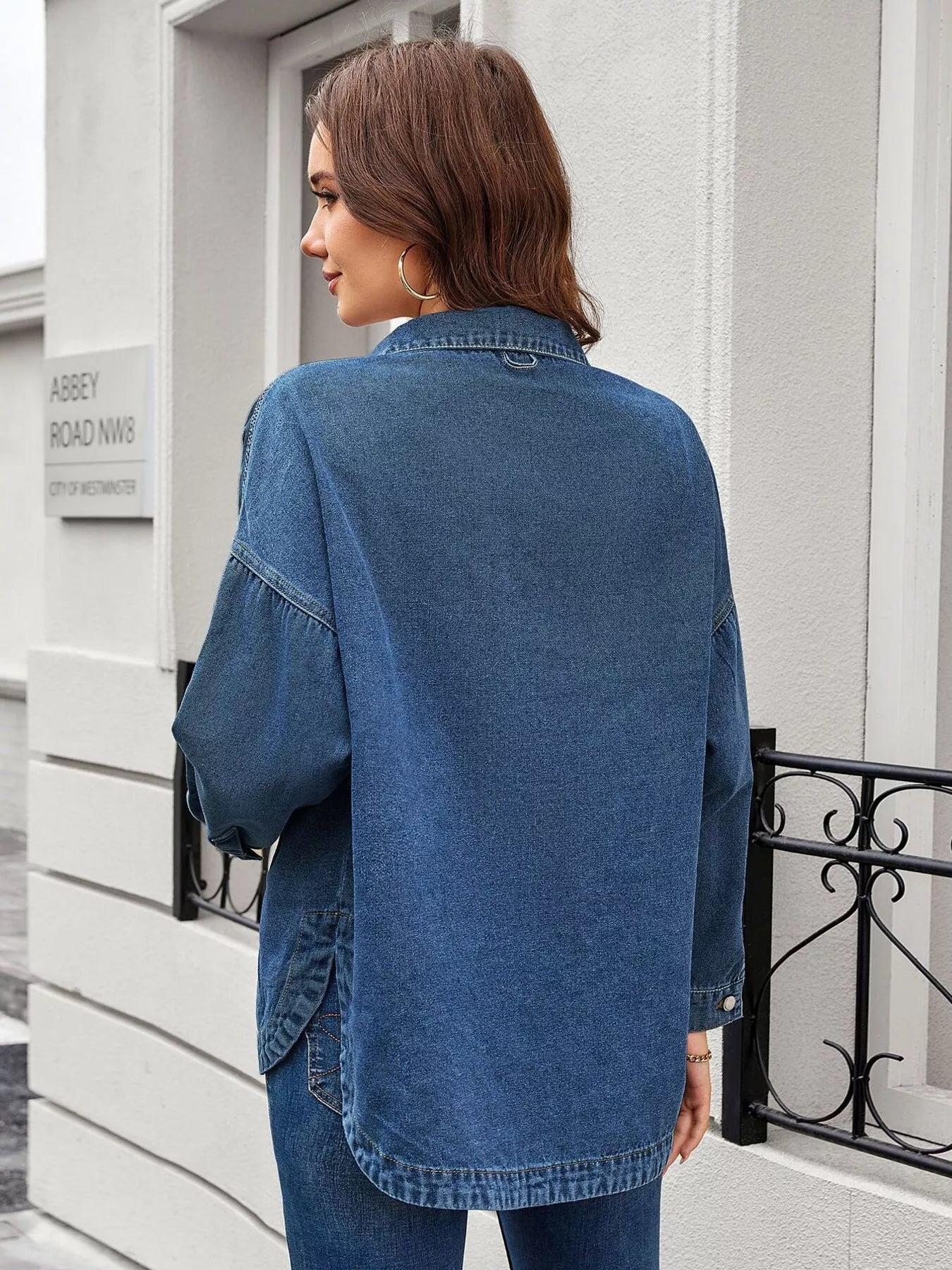 Sarah Express Women's Vintage Wash Button-Down Denim Jacket