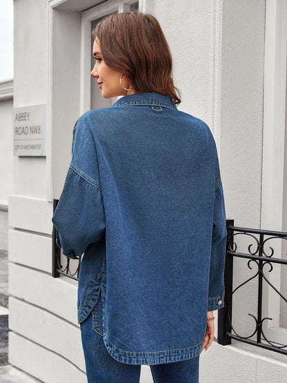 Sarah Express Women's Vintage Wash Button-Down Denim Jacket