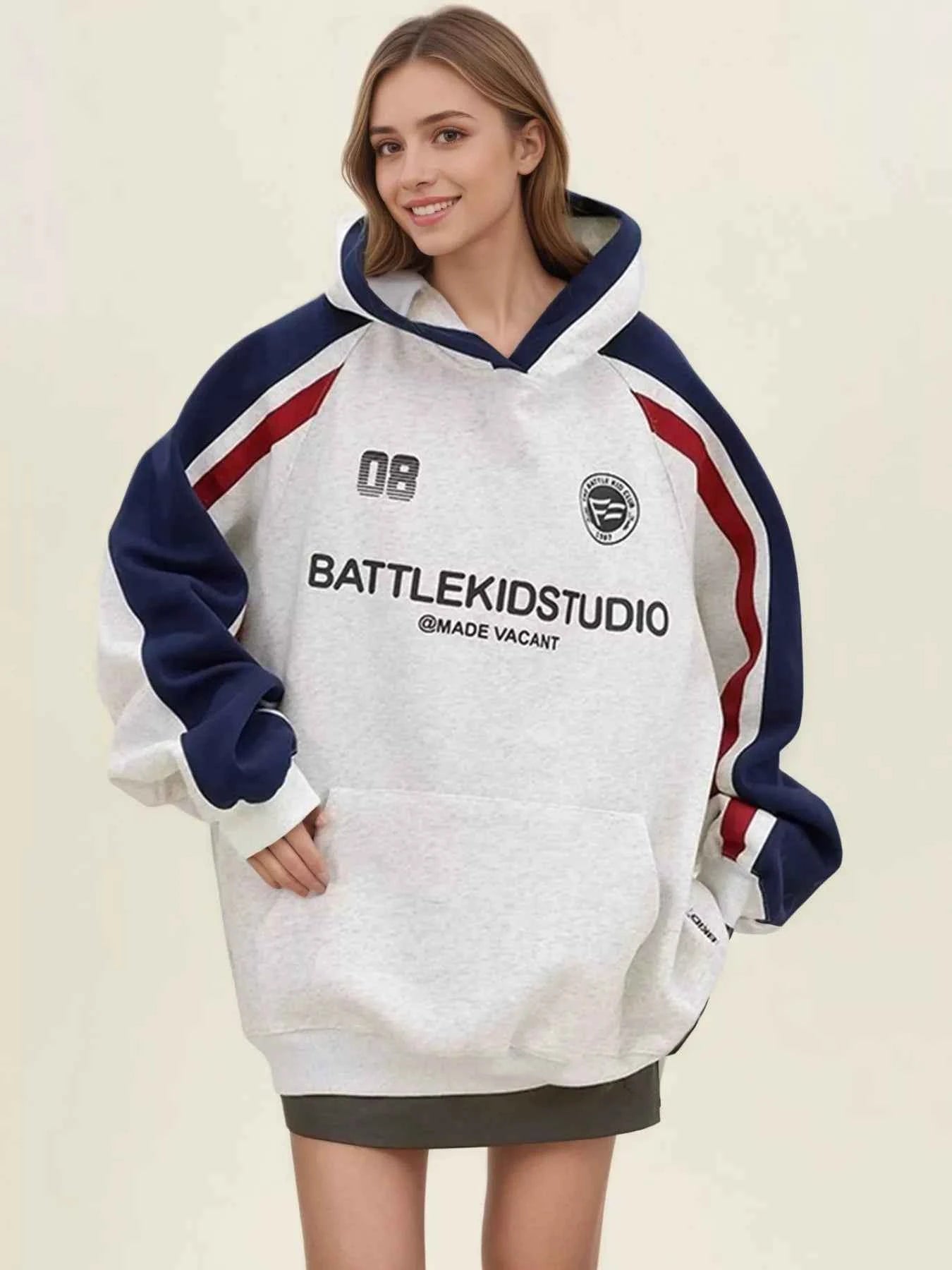 Sarah Express Women's Oversized Raglan Sleeve Hoodie with Pockets - Drawstring Pullover Sweatshirt