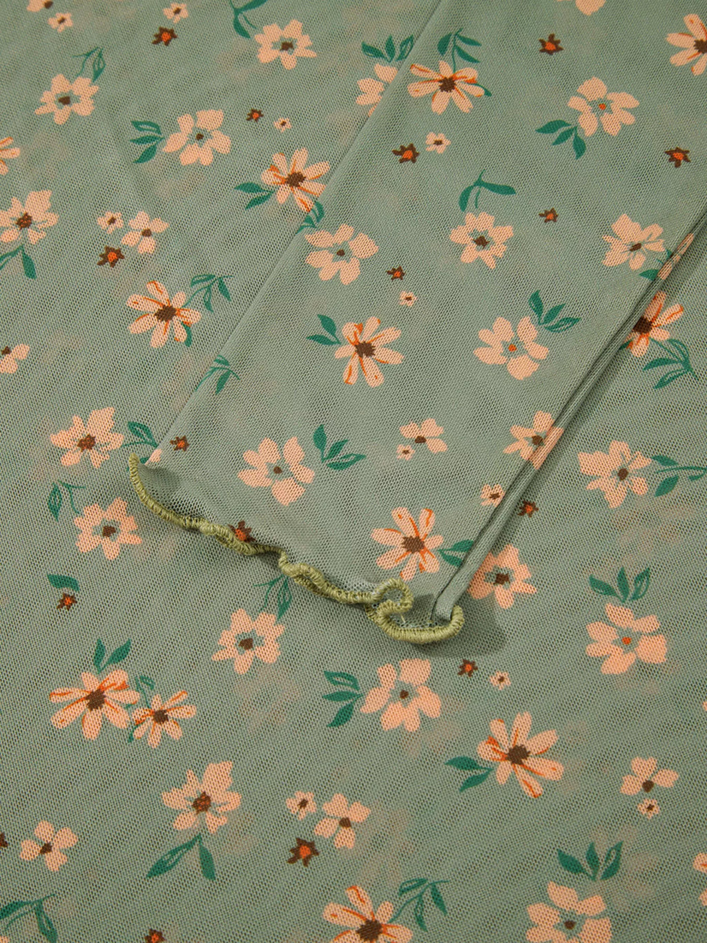 Sarah Express Women's Floral Print Mesh Long Sleeve Top