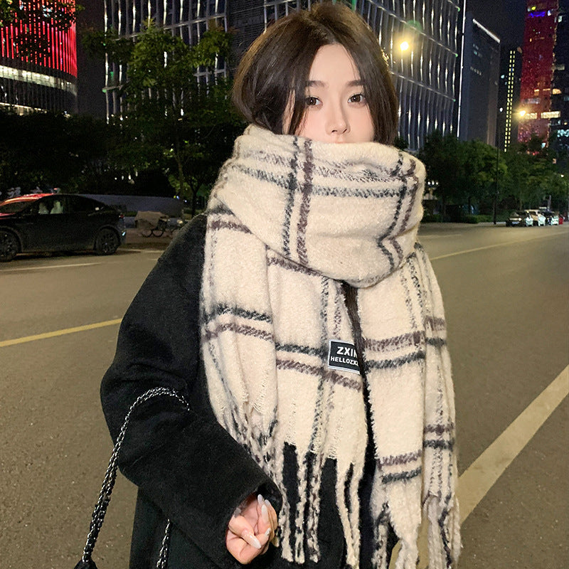 Sarah Express Women's Plaid Print Scarf Warm Imitation Cashmere Neck Wrap Winter Fall Accessory