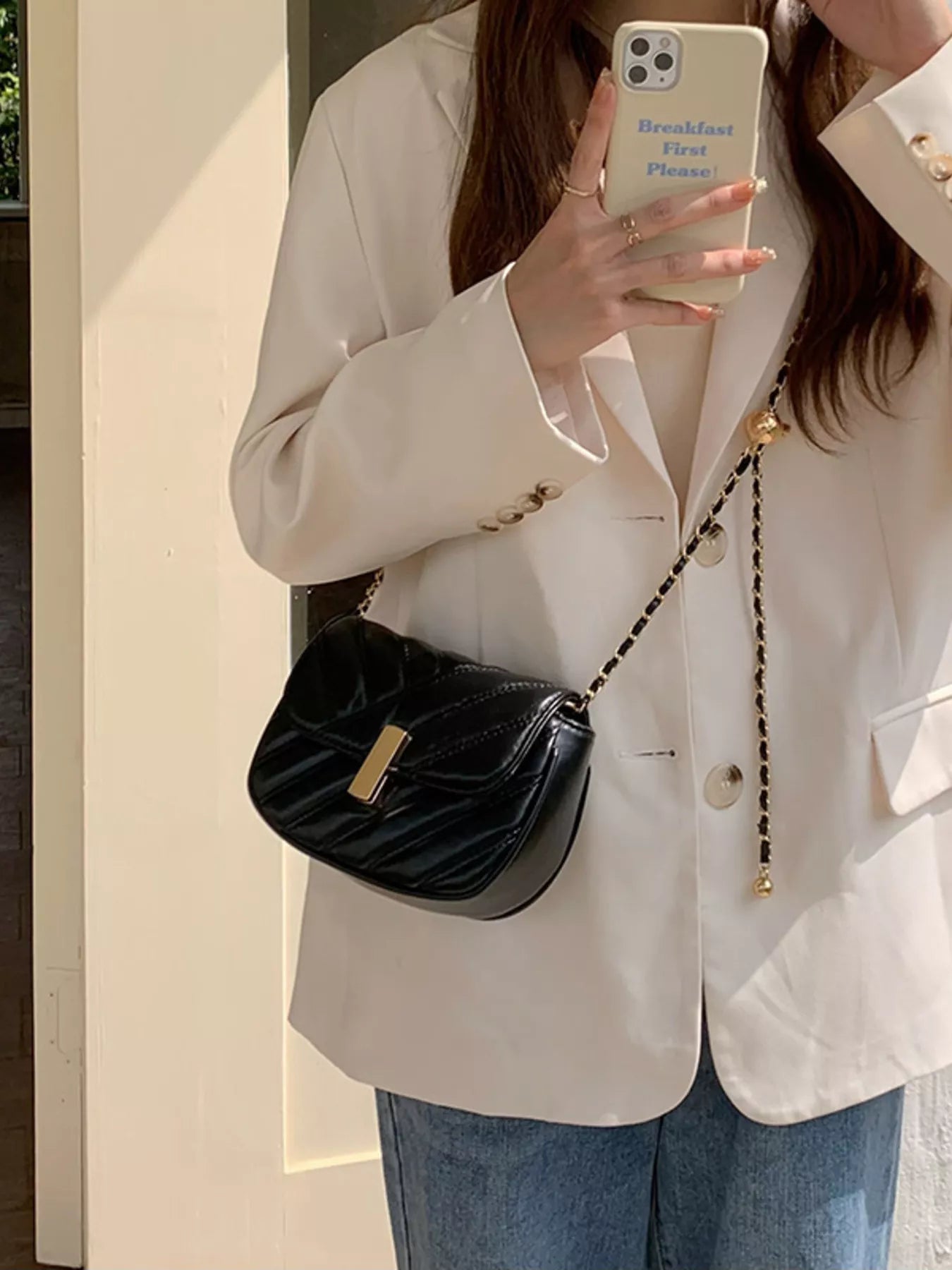 Sarah Express Women's Quilted Flap Chain Crossbody Bag