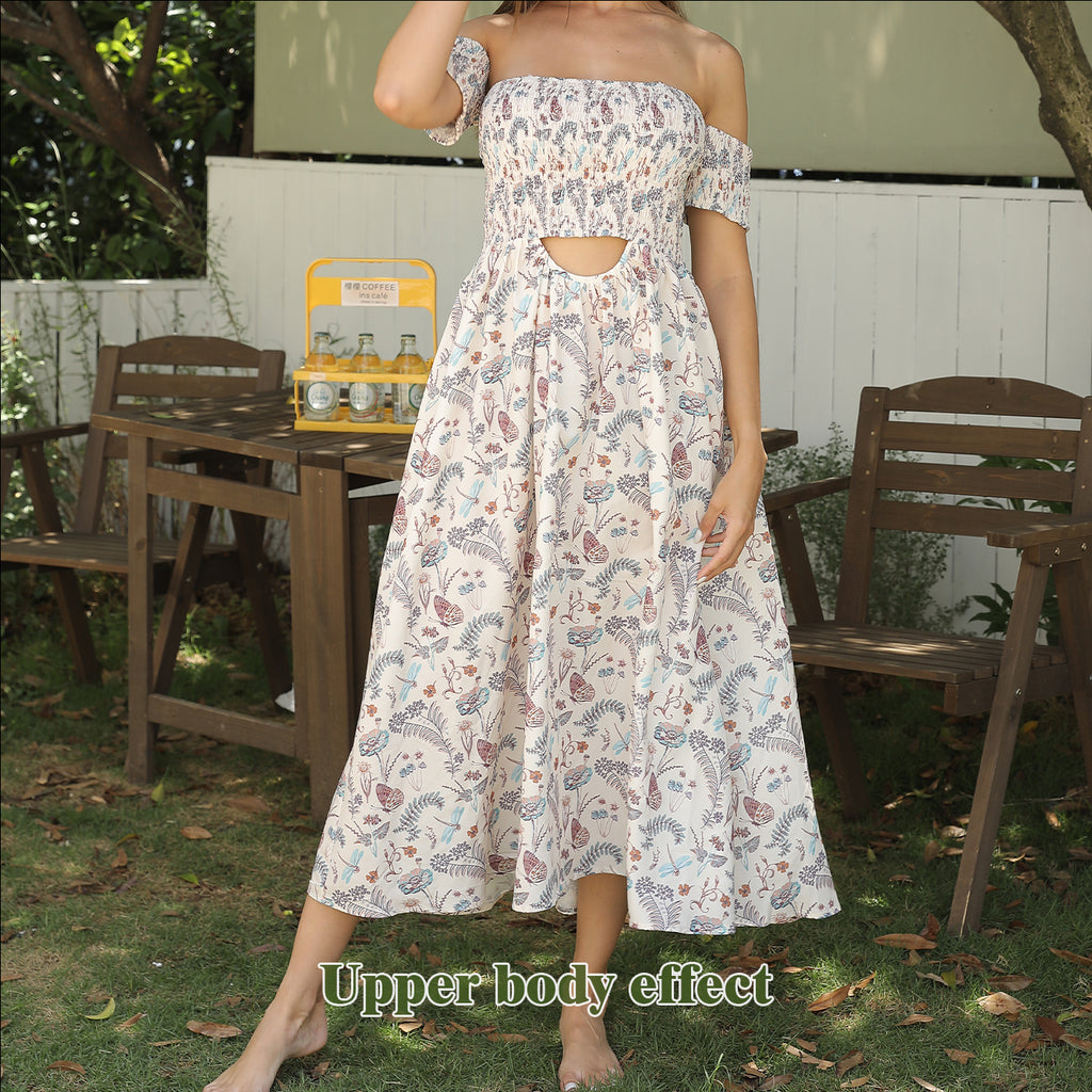 Sarah Express Women's Off Shoulder Floral Maxi Dress Strapless Elegant Summer