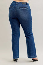 Sarah Express Women’s Plus Size Mid Rise Bootcut Jeans with Welt Pockets

