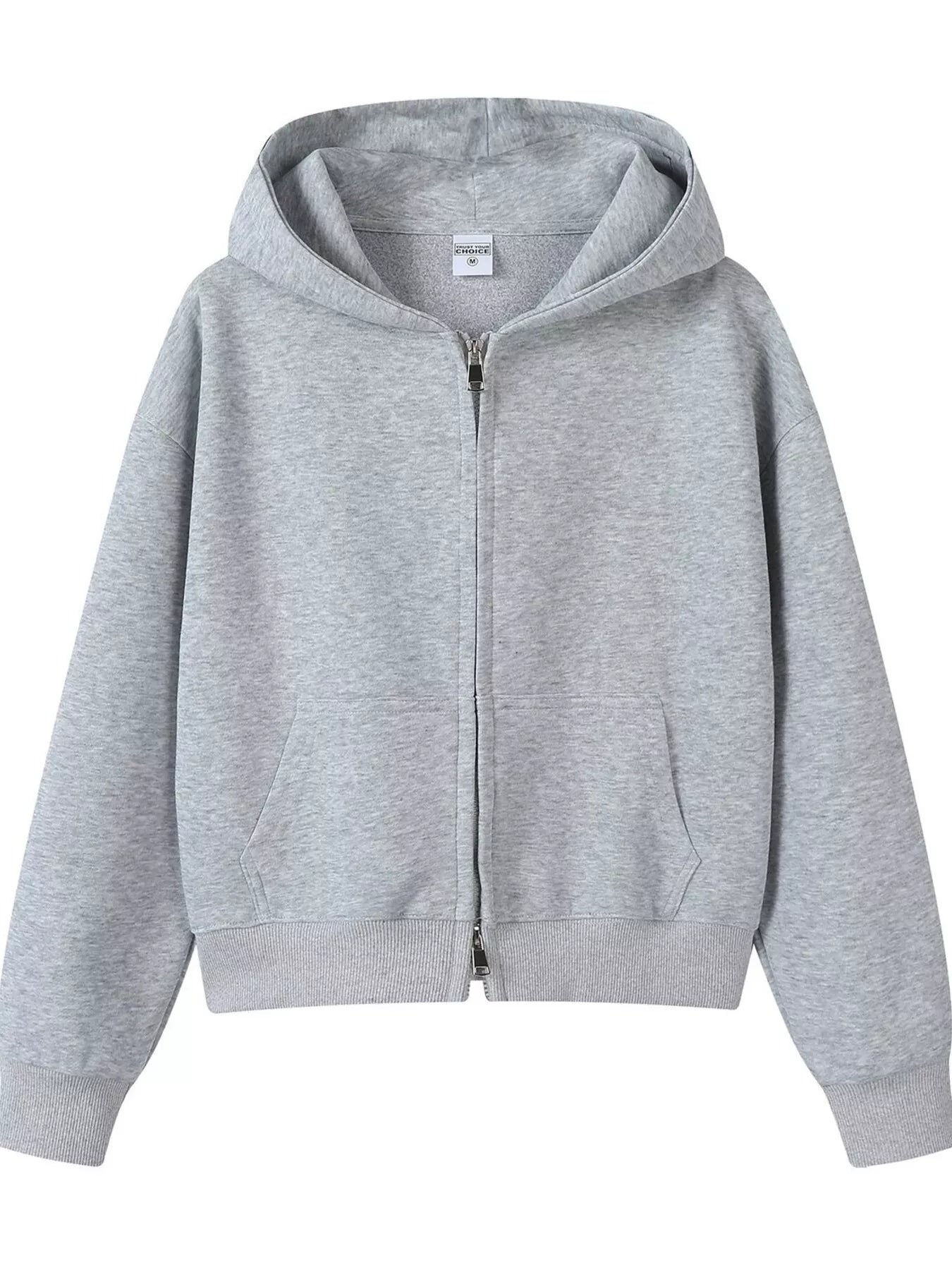 Sarah Express Women's Casual Zip-Up Long Sleeve Hoodie Plus Size Gray