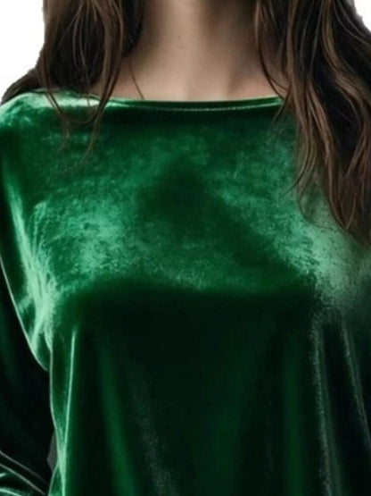 Sarah Express Women's Velvet Long Sleeve T-Shirt - Luxe Soft Touch Top for Plus Size