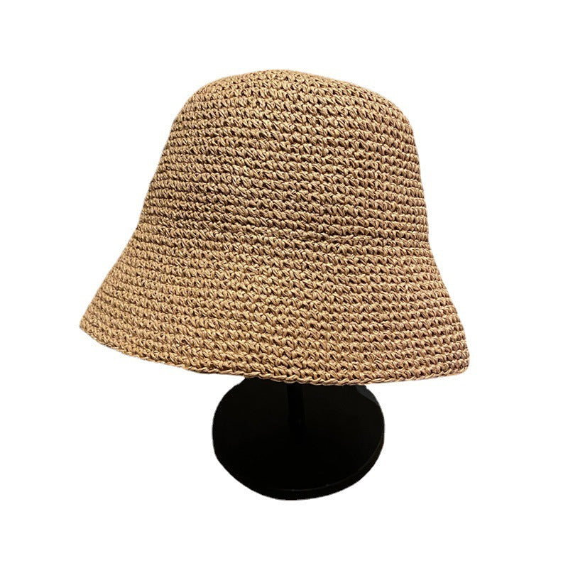 Sarah Express Women's Straw Beach Hat Sun Protection Bucket Hat Breathable Dome Crown Summer Accessory