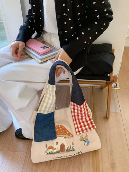 Sarah Express Women's Mushroom Corduroy Tote Bag